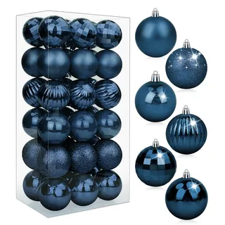 Weihnachtskugeln, 36 Stück, marineblaue Weihnachtskugeln, Weihnachtsdekoration, Weihnachtsbaumschmuck, Blaue Kugeln, Kugeln für Weihnachten, Festliche Feiertage, Zuhause, Baumschmuck