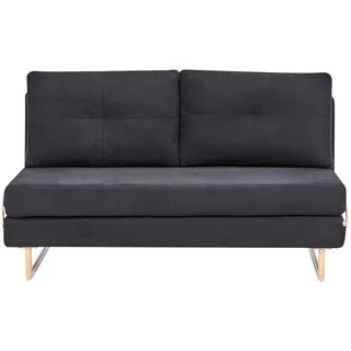 Beliani Schlafcouch Stoff 3-Sitzer Schwarz/Braun