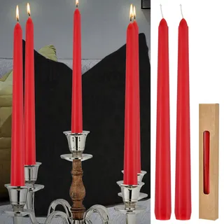 Stabkerze 2er Set rot | 2x25cm Paraffin | Wachskerze Echtwachs Dekokerze Kerze glänzend Spitzkerze (1 x 2er Stabkerzen rot)