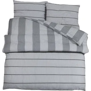 Bettwäsche-Set Grau 200x220 cm Baumwolle - Grau