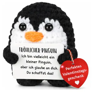 VELENTI® Positiver Pinguin Positives Geschenk, Ich Liebe Dich Geschenk,Glücksbringer, Mutmacher Gute Besserung & Aufmunterung für Freunde, Familie & Partner Einschulung Geschenks