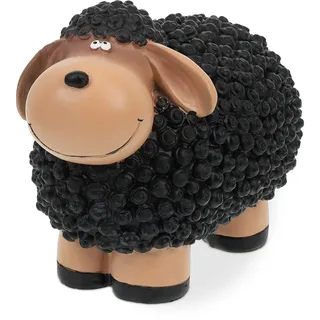 Relaxdays Gartenfigur Schaf 21 cm Schwarz-Braun