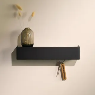 Designfabrik Hamburg Schlüsselbrett | Moderne Schlüsselaufbewahrung mit Ablage | Schlüsselhalter zur Wandmontage aus Metall | Minimalistisches Design für Flur & Eingang | Schwarz