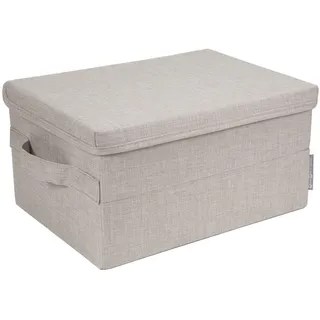 BIGSO kleine Aufbewahrungsbox mit Deckel und Griff – Schrankbox aus Polyester und Karton in Leinenoptik – Faltbox für Kleidung, Accessoires, Spielzeug usw. – beige