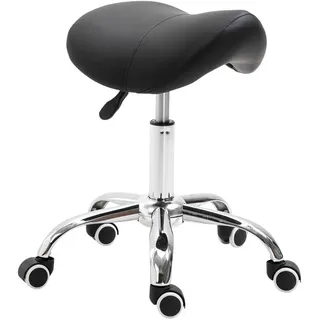 Homcom Sattelhocker Arbeitshocker Drehstuhl Drehhocker Rollhocker Kosmetikhocker gepolstert höhenverstellbar Schwarz, - Kunststoff, 53x49x52 cm Arbeitszimmer, Bürostühle, Bürohocker