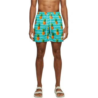 URBAN CLASSICS Pattern Badeshorts Blue Turquoise / Orange L