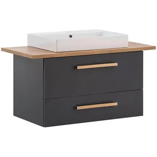 Stylife Waschtischkombi , Anthrazit, Eichefarben , Holz, Metall , 102.2 cm , Made in Germany , hängend , Badezimmer, Waschbecken & Armaturen, Waschtische