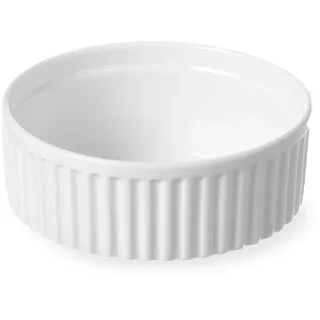 HENDI Auflaufförmchen, Geriffelt, Bruchfest, Temperaturbeständig bis 600°C, Creme Brulee Schälchen, Souffle Förmchen, Ramekin, Dessert-Schalen, ø100x(H)25mm, Porzellan, weiß