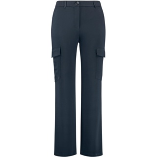 Samoon Damen Cargohose aus elastischem Satin unifarben reguläre Länge Navy 44