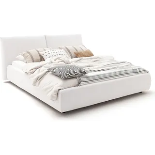 KAWOLA Bett HENRY Polsterbett Cord cremeweiß 200x200cm - Weiß