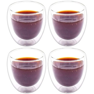 150ml Doppelwandige Latte Macchiato Gläser 4er Set Borosilikatglas Kaffeetassen Glas Kaffeeglas Teegläser für Cappuccino,Latte,Tee,EIS,Eistee,Iced Americano,Milch,Saft,Bier