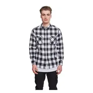 URBAN CLASSICS Flanellhemd Schwarz/Weiß L