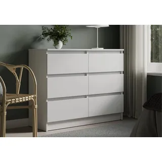 home collective Kommode mit 6 Schubladen 100x78 cm Kommode weiß Holz Schrank mit Schubladen Sideboard Highboard Anrichte Organizer Breite 100 cm Höhe 78 cm
