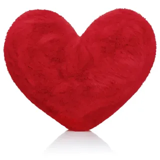 Brandsseller Herz-Kissen aus Plüsch 40x30 cm – Kuscheliges Dekokissen, romantisches Geschenk zum Geburtstag, Valentinstag oder Muttertag – Weiches Zierkissen für Sofa, Bett und Reisen - Rot