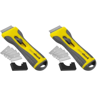 Easy Absorb P-10014 Universalschaber, inklusive 5 rostfreien Edelstahlklingen, Softgrip-Griff, gelb/grau (Packung mit 2)
