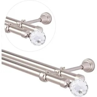 MDEKOR Vorhangstange 2-läufig Ø 19 mm 240 cm Silber