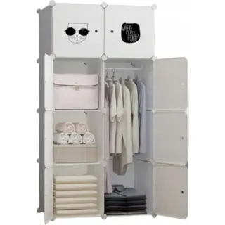 Rebiko Modularer kleiderschrank für kinder weiss 8 einlegeböden, kinderschrank - Weiß