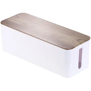 Callstel Kabelaufbewahrung: Kabelbox groß, 39 x 15,5 x 14 cm, in Nussbaum-Holzoptik mit Gummifüßen (Kabelbox Schreibtisch, Ladebox, Box)