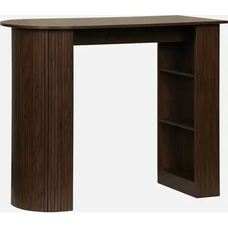 sweeek - Bar-Tisch, hoher Küchentisch aus Holzdekor mit Stauraum - Nussbaumfarben