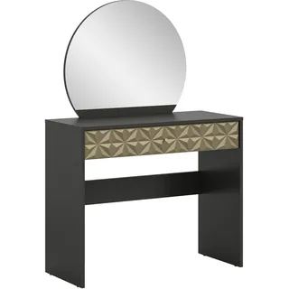 xonox.home Schminktisch Prisma Schminktisch mit Spiegel Frisiertisch Kosmetiktisch Schreibtisch in schwarz Melamin ca. 90x133x39 cm mit Spiegel und Schubkasten