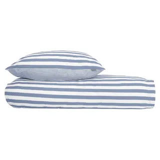 SCHIESSER Bettwäscheset Marie | Gestreift | Feinbiber | 2-teilig | 100% Baumwolle | Kuschelweich | YKK-Reißverschluss | 135x200 cm + 80x80 cm | Hellblau