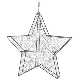 BELIANI Outdoor LED Weihnachtsbeleuchtung Silber Metall 58 cm Sternform mit Stromanschluss zum Aufhängen für Innen und Außen Deko Adventsdekoration - Silber