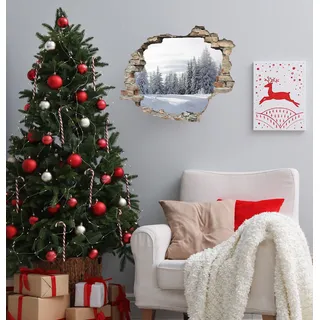queence 3D-Wandtattoo »Tannenlandschaft im Schnee« selbstklebender Wandsticker Weihnachten, weiß
