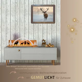 Weigla Dekofigur "Figurenset "Wald" für WEIGLA Dekosockel, aus Holz" Erzgebirge garantiert, Deko für Weihnachten und das ganze Jahr, weiß, braun