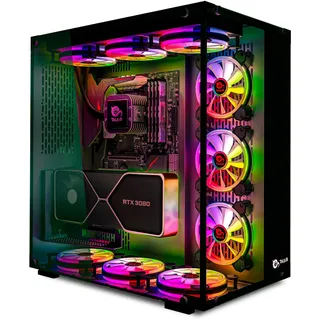 TALIUS Cronos ATX Gaming Box, gehärtetes Glas, RGB-Lüfter (in DREI Farben erhältlich) (Schwarz)