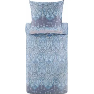 Bassetti Baumwollsatin-Bettwäsche-Garnitur ISOLABELLA Farbe AZURBLAU C1 Größe 200x200+2x80x80 - Blau
