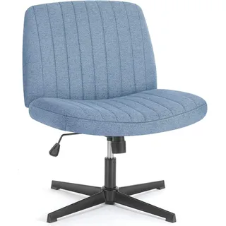 Sweetcrispy Bürostuhl Ohne Armlehnen, Atmungsaktives und Bequemes Netzgewebe Schreibtischstuhl, mit Verbreitertem Sitzkissen Schreibtisch Stuhl, Geeignet für Büros, Schlafzimmer und Wohnzimmer (Blau)