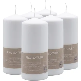 Müller Kerzen PRO NATURE Stumpenkerzen - Weiß Stearin-Kerzen - 6er Set - 7 x 15 cm - 32 Stunden Brenndauer - Natürliche Wachs - Paraffin- und Palmölfrei - Unparfümierte