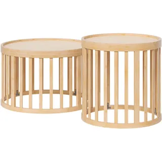 Vicco Couchtisch-Set Enara Braun Bambus 50,5 x 50,5 x 50 cm
