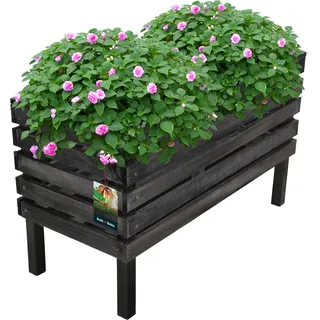 KOTARBAU® Hochbeete für Garten 64 x 30 x 39 cm Blumenkasten Holz Schwarz Balkon Pflanzkasten Blumenkiste Blumentopf Holzblumenkästen Pflanztopf Pflanzkübel Holzkasten Gemüsebeet Gartenbeet - Schwarz
