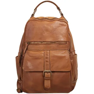 Laptoprucksack X-ZONE, Damen, Gr. B/H/T: 37cm x 28cm x 13cm, onesize, braun (cognac), Leder, Rindsleder, Retro, Rucksäcke Laptoprucksack, echt Leder, Made in Italy