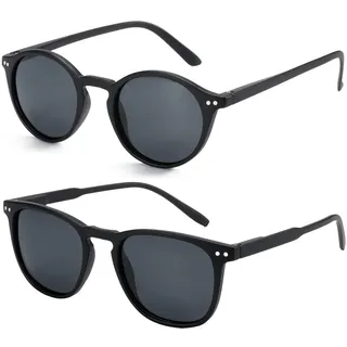 ZENOTTIC 2 Paare Polarisierte Sonnenbrille Damen Herren Retro Vintage Runde Quadratische Unisex UV400 Schutz