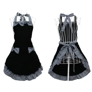 Miya® süße Prinzessin rot Küche Schürze Grillschürze mit rot & weiß Karo Muster kariert Schleife und Taschen aus Baumwolle, süßes Gechenk für Mutter, Frau, Freundin, Tochter, Schwester usw.