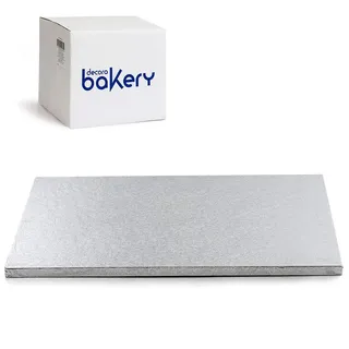 Decora DECORA, 0931225 Rechteckiger stabiler Tortenuntersetzer, Silberfarben, aus mit Aluminium beschichteter Zellulosepaste, Robust und strapazierfähig, Ideal zum Präsentieren von Torten, 50 x 70 x 1,2 cm.
