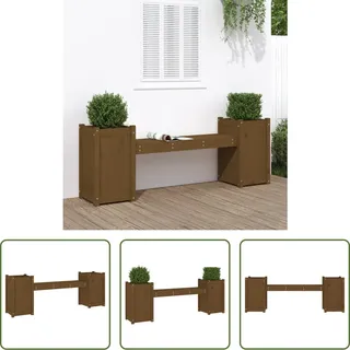 The Living Store Gartenbank mit Pflanzkübeln Honigbraun 180x36x63 cm Massivholz - Braun