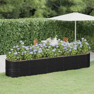 vidaXL Hochbeet Pulverbeschichteter Stahl 368x80x68 cm Anthrazit - Grau