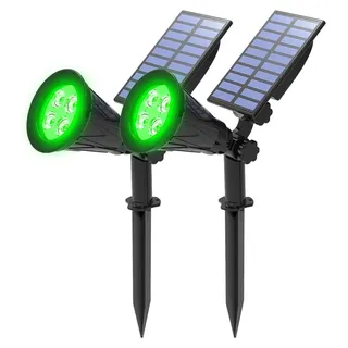 T-SUNUS Gartenstrahler Solar 4er Set IP65 LED 2 Helligkeitsmodi Grün/Weiß