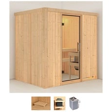 Bild von Sauna »Bedine«, (Set), 9 KW-Ofen mit integrierter Steuerung beige