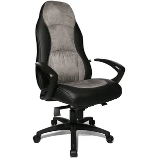 Topstar Speed Chair, Chefsessel, Bürostuhl, Schreibtischstuhl, inkl. Armlehnen, Kunstleder/Mikrofaser, schwarz/grau