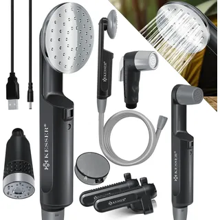 KESSER® Campingdusche mit Akku Tauchpumpe Handbrause 2x 2200mAh-Lithium-Akku, USB-Ladekabel , für Camping Garten - Auto - Outdoor , Hundedusche , Autoreinigung , Inkl. Tragetasche, 12V Pumpe