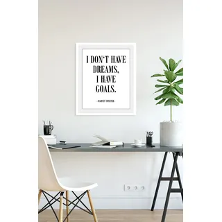 Bild QUEENCE "GOALS", weiß (farbe rahmen: schwarz, farbe bild(er): weiß), B:30cm H:40cm, Acrylglas, Holz, Papier, Bilder, Bild, HD Premium Poster-Druck inkl. Holzrahmen