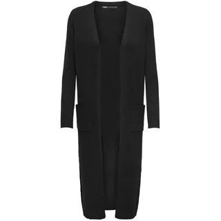 ONLY Damen Onllesly L/S Open Long Cardigan KNT Noos Strickjacke, Schwarz, XS EU