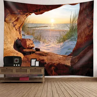 Aotiwe Wall Tapestry Boho Outdoor Hoehle Meer Wandtuch Deko, 150x200cm