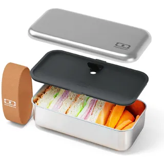 monbento - Metall Brotdose MB Sense Canyon - Edelstahl Lunchbox mit Luftdichtem Deckel - Perfekt für Büro/Meal Prep/Schule - BPA Frei - Ofen/Mikrowellen/Gefrier/Spülmaschinenfest - Grau...