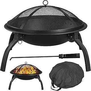 Feuerstelle Feuerschale mit Funkenschutz, Klappbare Feuerkorb Outdoor Fire Pits Feuerschalen für den Garten, Winter Heizung, Wohnmobil Reisen und Camping, Ø54 cm
