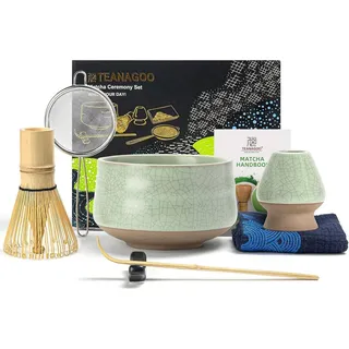 Japanisches Matcha-Teeset Bambus-Schneebesen Keramik-Schale 7-teilig